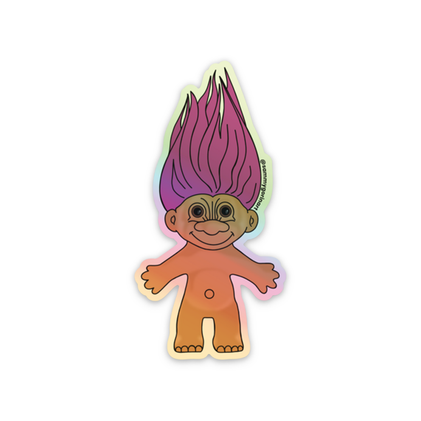 Holographic Troll Sticker - 90s Troll Sticker