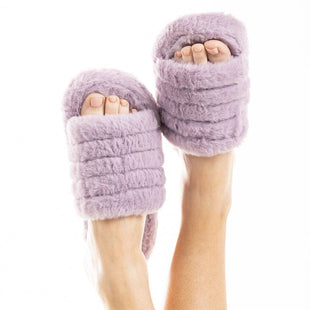 Solid Faux Fur Slippers for Women