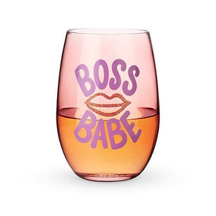 Boss Babe Stemless Glittery Wine Glass