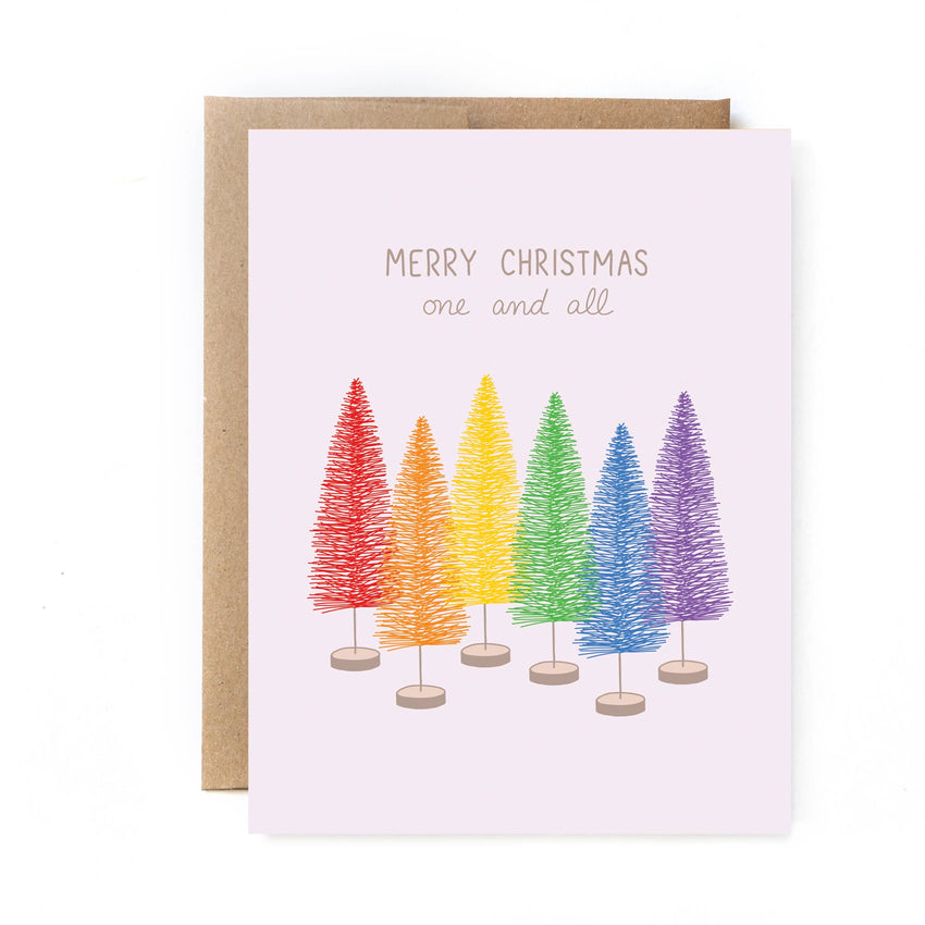 Inclusive Christmas Card - One and All - Rainbow Trees Greeting Card