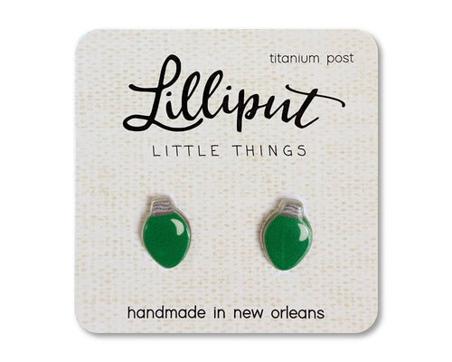 Christmas Light Bulb Earrings - GREEN