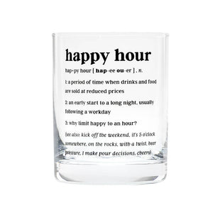 Happy Hour Rocks Glass - Fun Cocktail Glass Gift