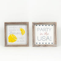 Wooden Sign - 7x7 - Double Sided - Party in the USA + When Life Gives you lemons…