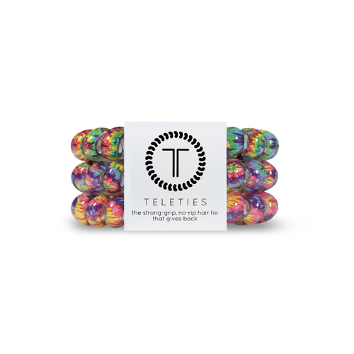 TELETIES - Psychedelic Tie Dye- Large Coil Hair Ties
