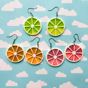 Glittery Fruit Slice Earrings