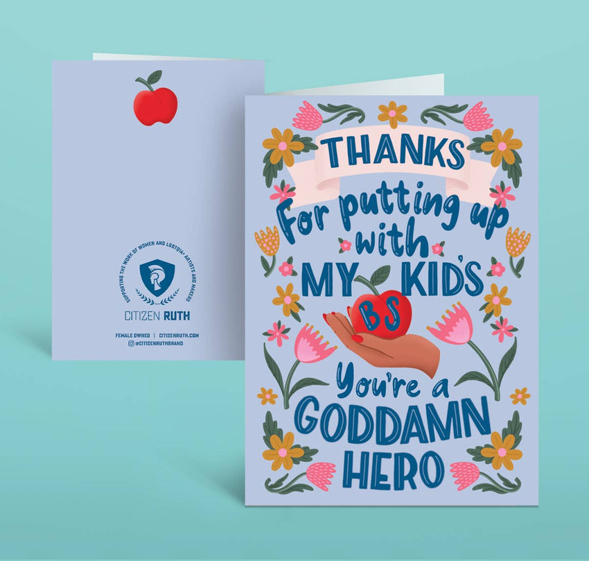 Thanks for Putting Up with My Kids - Teacher Appreciation Card