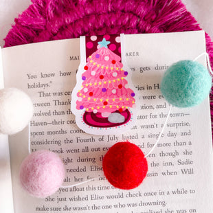 Cat Under a Christmas Tree Charity Magnetic Bookmark