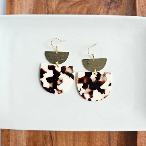 Harper Earring - Cowhide with Gold Dangle