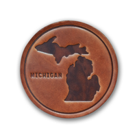 Michigan Leather Coaster - Great gift for someone from Michigan!