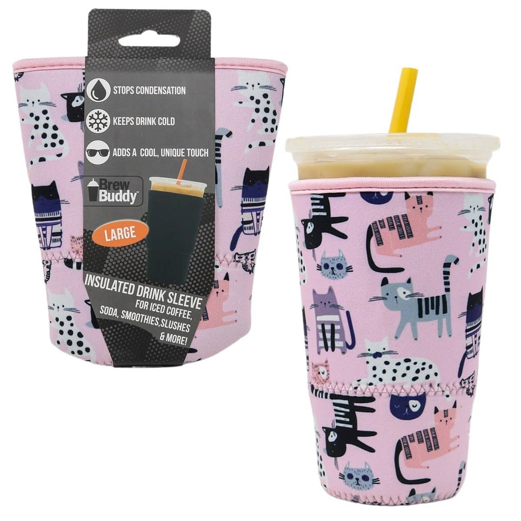 SALE! - Brew Buddy Insulated Iced Coffee Sleeve - Pretty Kitties