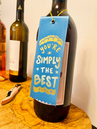 Simply The Best Bottle Ribbon Gift Tag