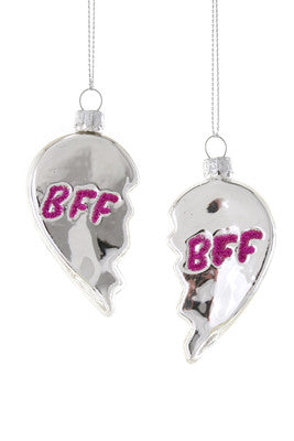 BFF Glass Heart Ornament - Best Friend Holiday ornament
