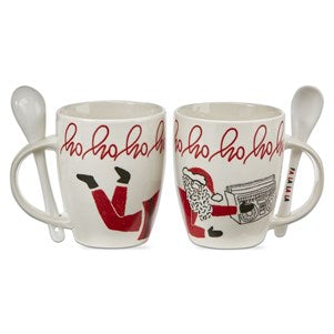 Hohoho Santa Mug w/ Spoon - Holds 12 oz Liquid