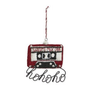 Hohoho Mix Tape Felt Ornament - Fun holiday ornament