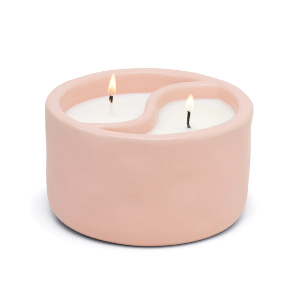 Yin & Yang Double Candle- Dusty Pink - Cactus Flower + Watermint