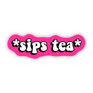 Sips Tea - Funny Water Bottle Laptop Sticker