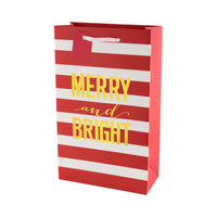 Merry & Bright Stripes Holiday Bag - Double Bottle or Wine!