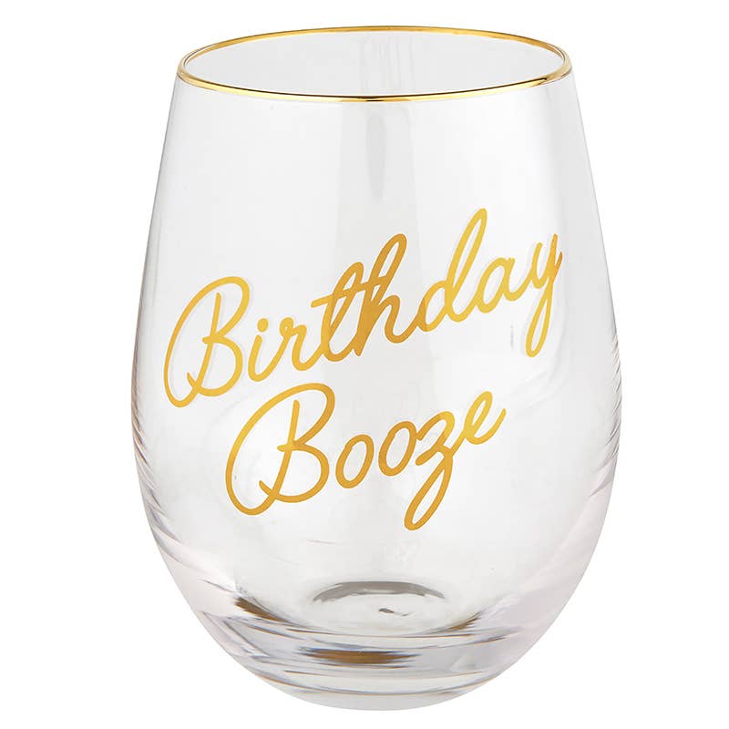 Stemless Wine Glass - Birthday Booze