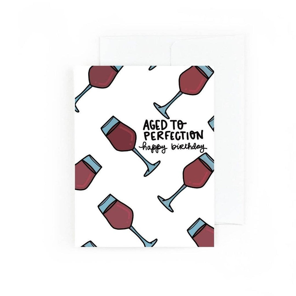 Aged to Perfection, Wine Birthday Greeting Card