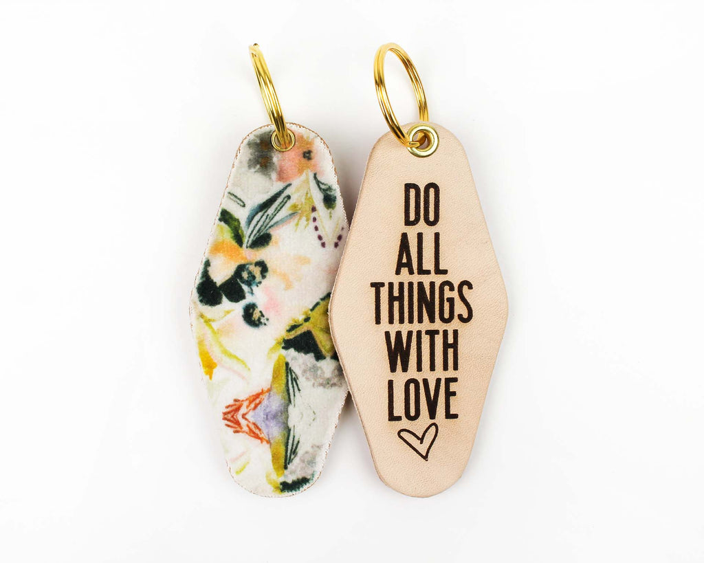 Do All Things With LOVE Leather & Velvet Keychain