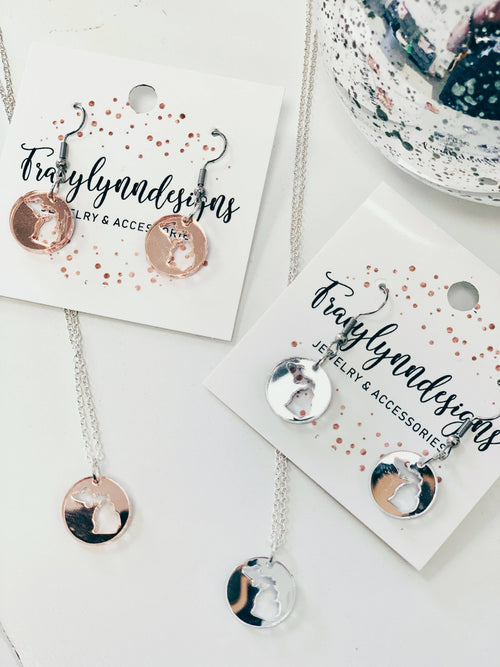 SALE! Michigan mirrored acrylic necklace