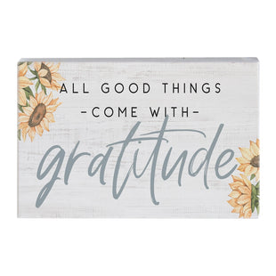 All Good Things Come with Gratitude - Sunflower Wooden Sign