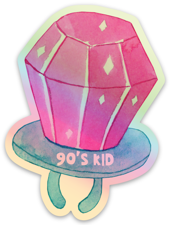 90s Kid Ring Pop Holographic Sticker - 90s Nostalgia Gifts