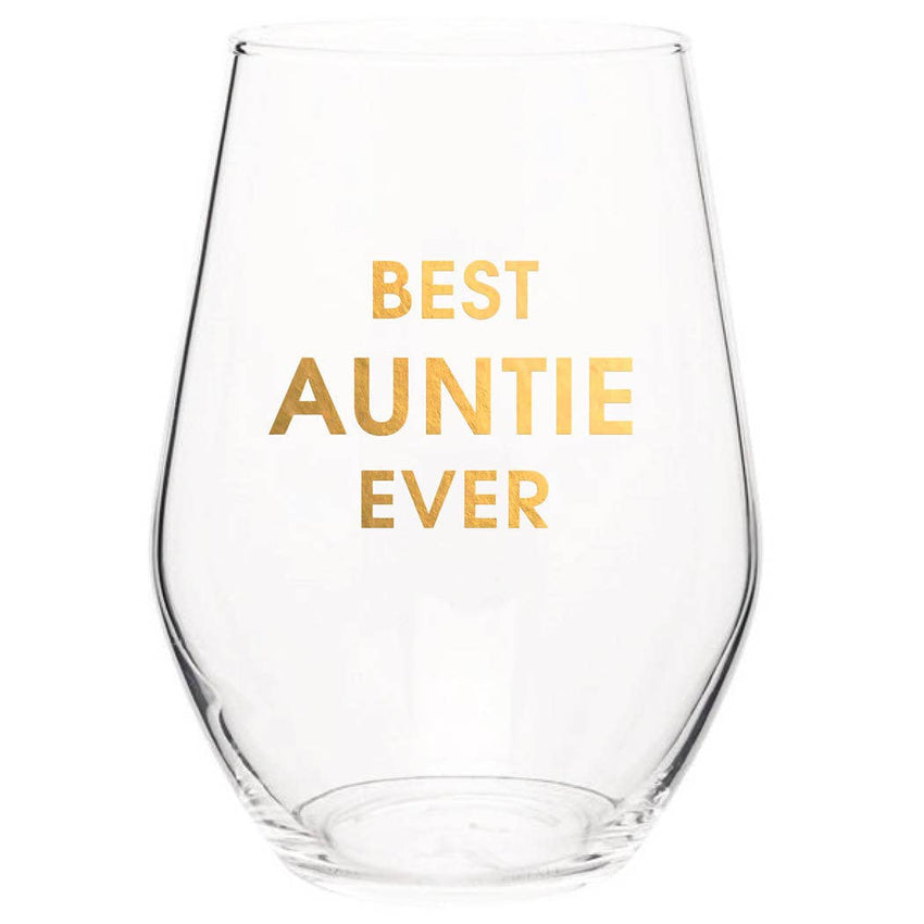 Best Auntie Wine Glass - Fun Auntie Gift for Birthdays or Christmas