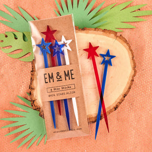 SALE! Red, White and Blue Stars Stir Sticks, USA Style