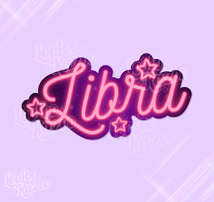 Libra Zodiac Neon Sign Vinyl Sticker, Astrology Sticker