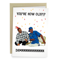 You're HOW Old? Funny Friday Themed Birthday Card