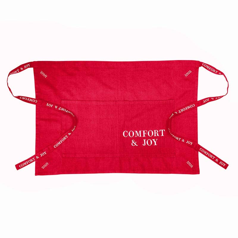 Red Holiday Waist Apron- Comfort and Joy