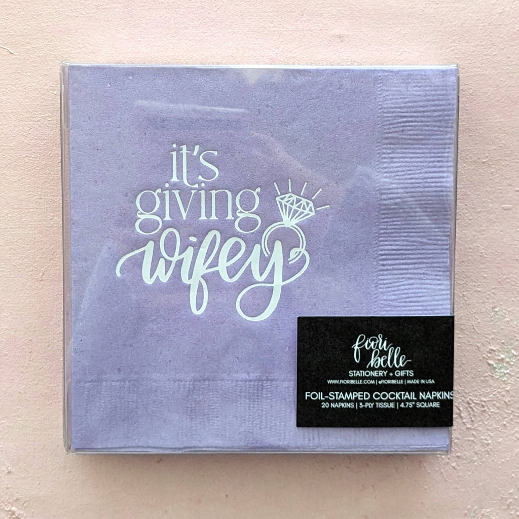 Bridal Shower Foil Pressed Napkins - It's Giving Wifey