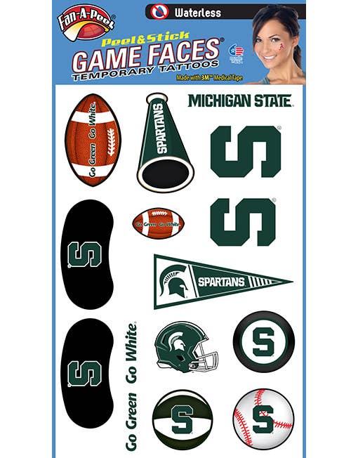 Michigan State Temporary Tattoos for Game Day, Sporting Events