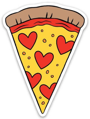 Pizza Slice with Hearts Die Cut Sticker