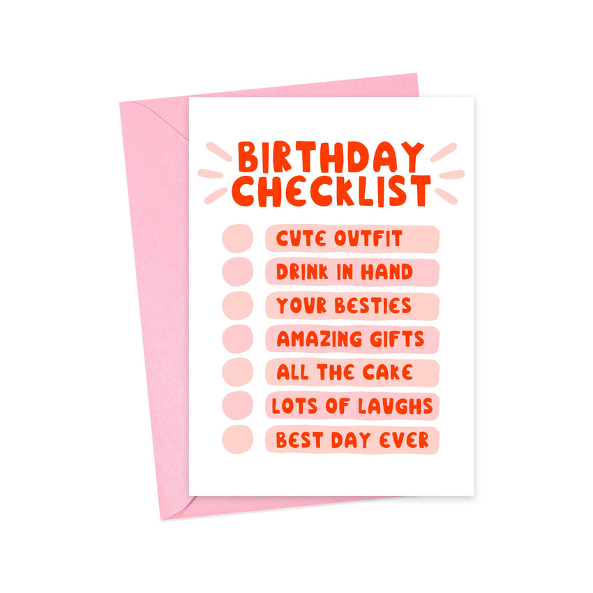 Fun Birthday Checklist Greeting Card - Cute Happy Birthday Card for Her