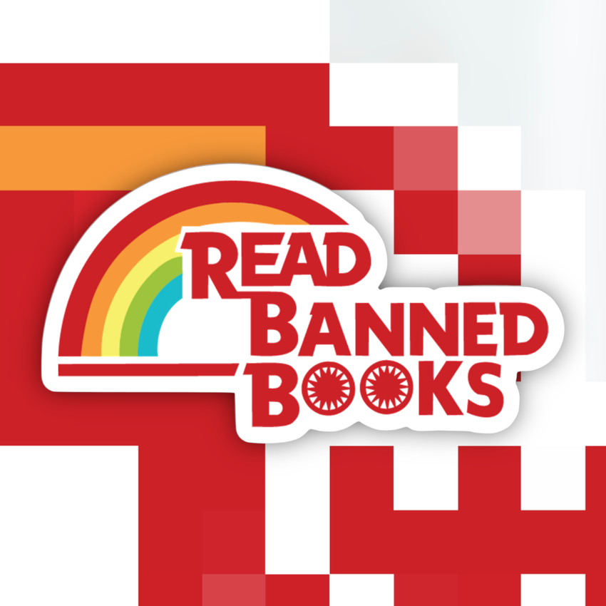 Read Banned Books Sticker - Reading Rainbow Style