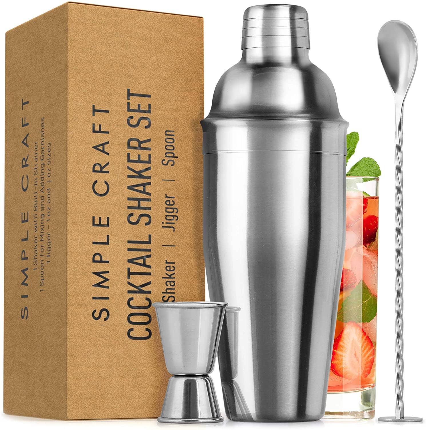 Simple Craft Cocktail Shaker with Strainer