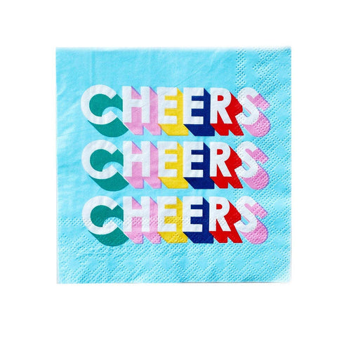 SALE! Cheers Bright Colorful Blue Cocktail Napkins