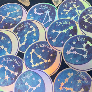 Zodiac Holographic Sticker - 3" round sticker