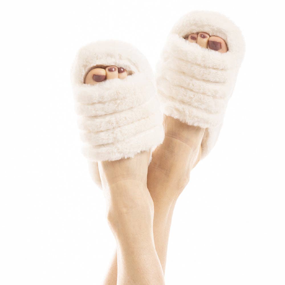 Solid Faux Fur Slippers for Women - LIMITED SIZES LEFT