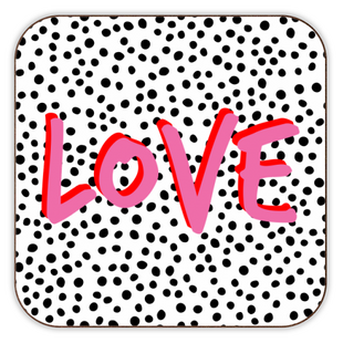 Love Polka Dot Cork Back Coaster