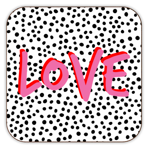 Love Polka Dot Cork Back Coaster