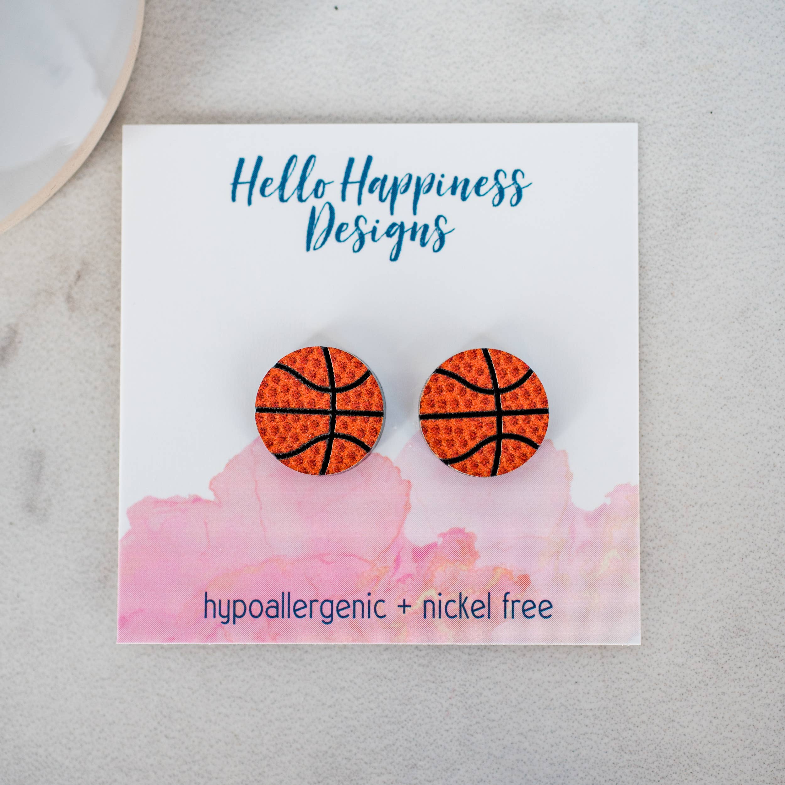 Orange & Black Acrylic Basketball Studs - Sports Earrings