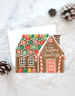 Cute Gingerbread House Season's Greetings - Holiday Gift Card