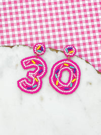 SALE! “30” Birthday Beaded Dangle Earrings