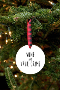 Wine and True Crime Glass Ornament