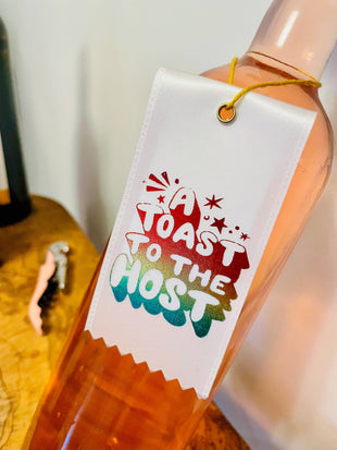 Host Toast Bottle Ribbon Gift Tag - White