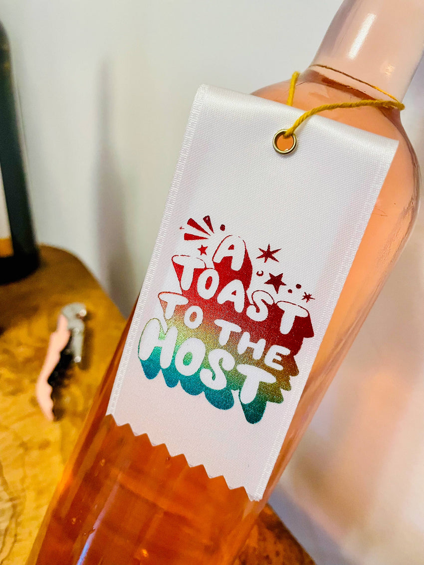 SALE! Host Toast Bottle Ribbon Gift Tag - White