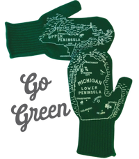 SALE! Michigan Mittens - Original Michigan Mittens Collection - Green & White